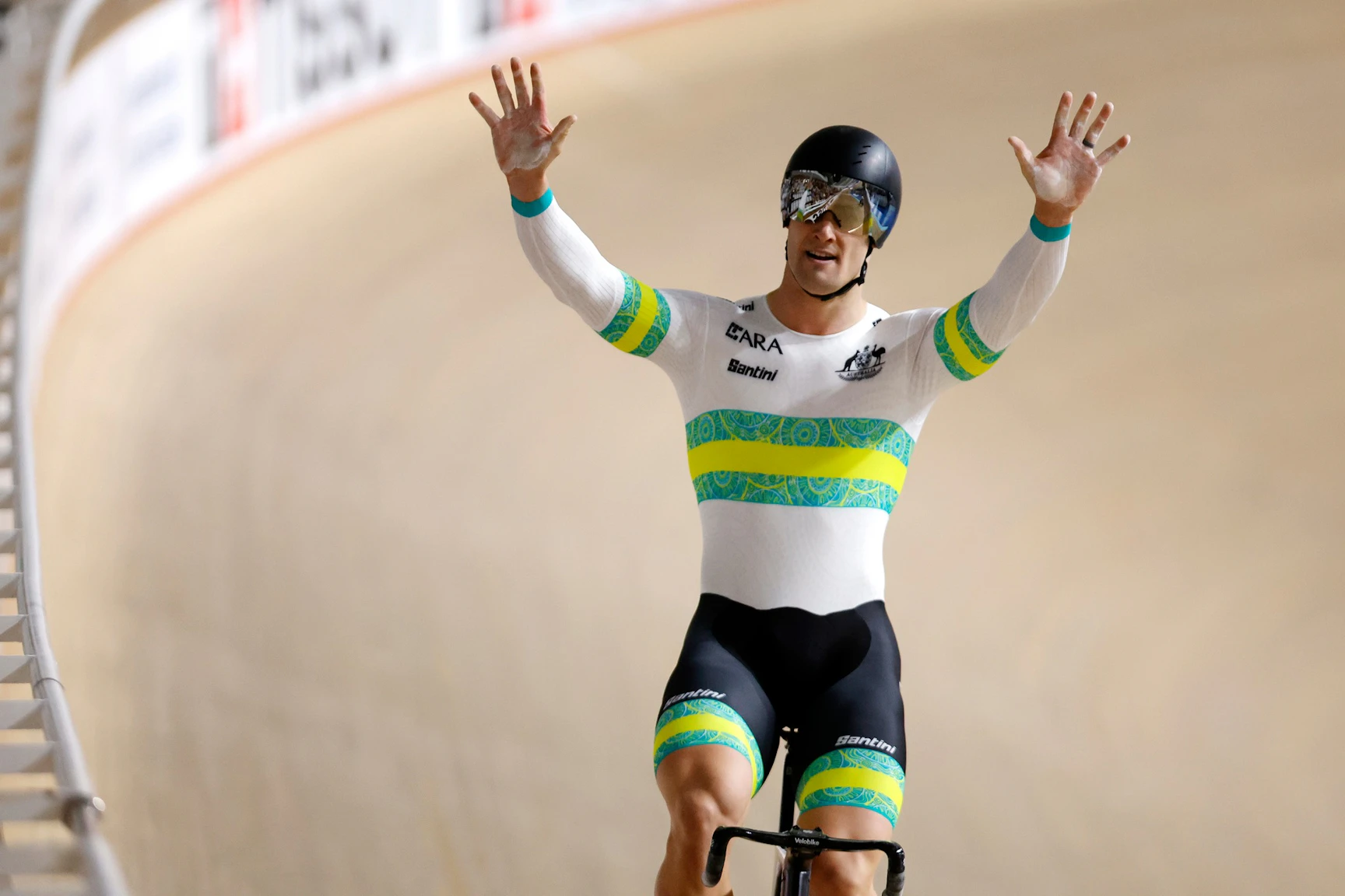 Matthew Glaetzer racing at the 2024 UCI Track Nations Cup in Adelaide. Picture: Con Chronis