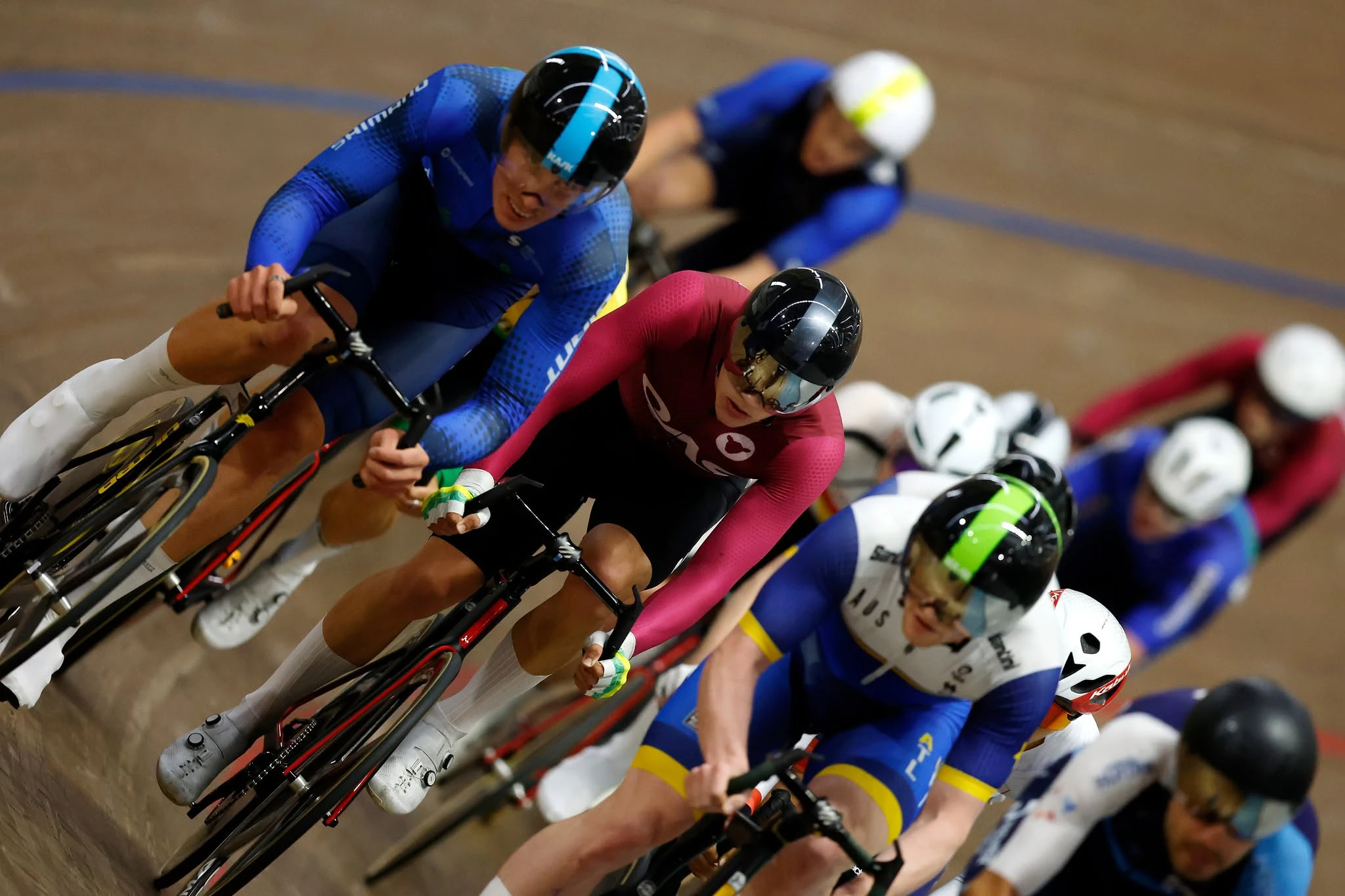 Alex Hewes racing in the 2025 AusCycling Omnium National Championships at DISC in Melbourne. Picture: Con Chronis