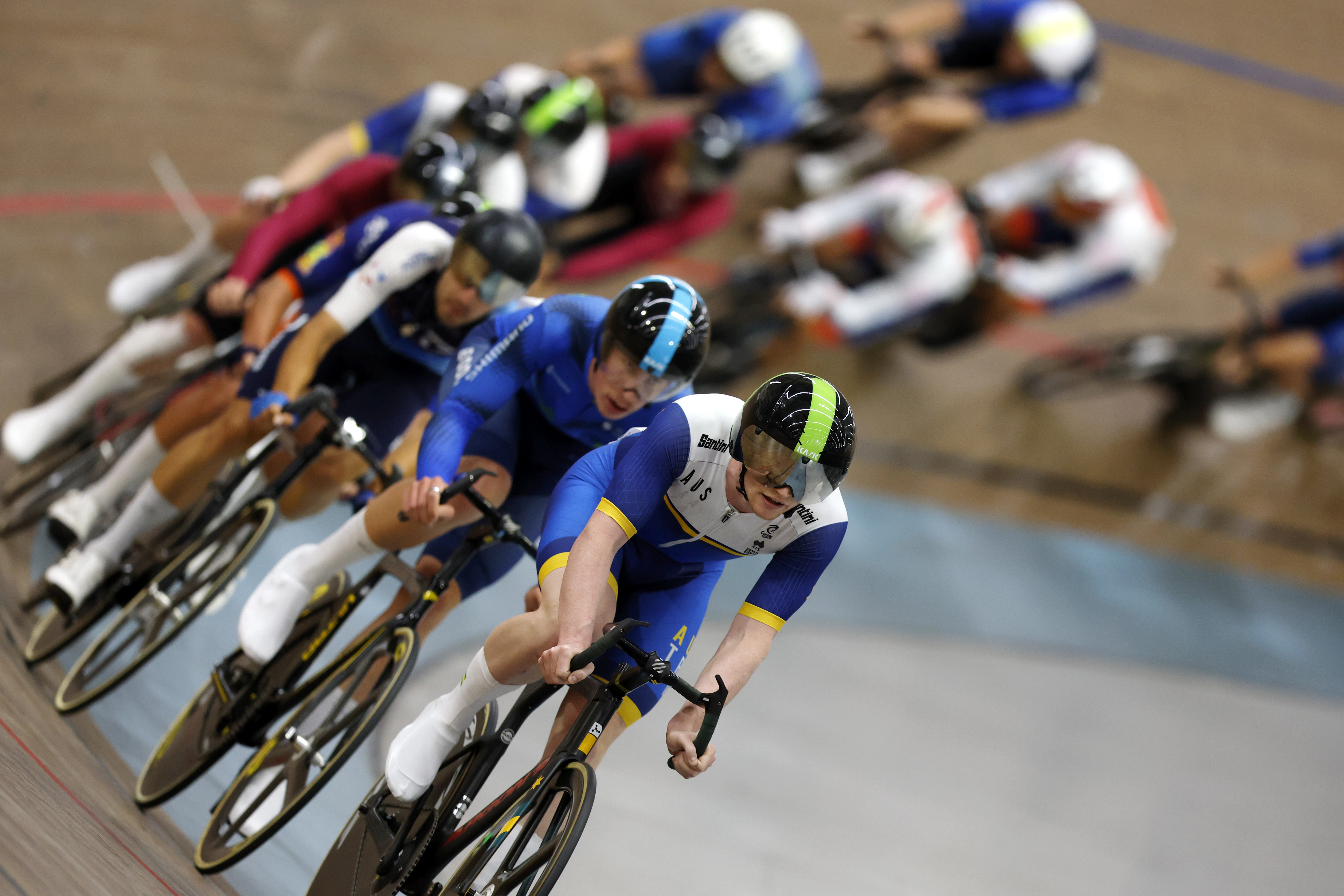 Thomas Cornish racing in the 2025 AusCycling Omnium National Championships in Melbourne. Picture: Con Chronis