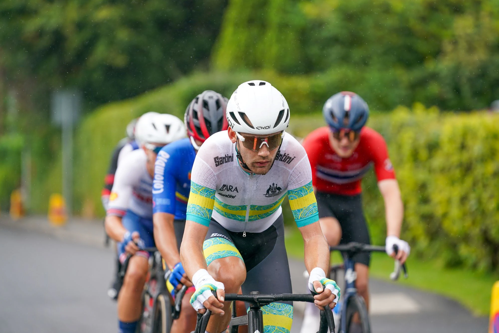 Alastair MacKellar in the breakaway at the 2023 UCI U23 Road Race World Championship in Glasgow, Scotland. Picture: Zac Williams/SWpix.com