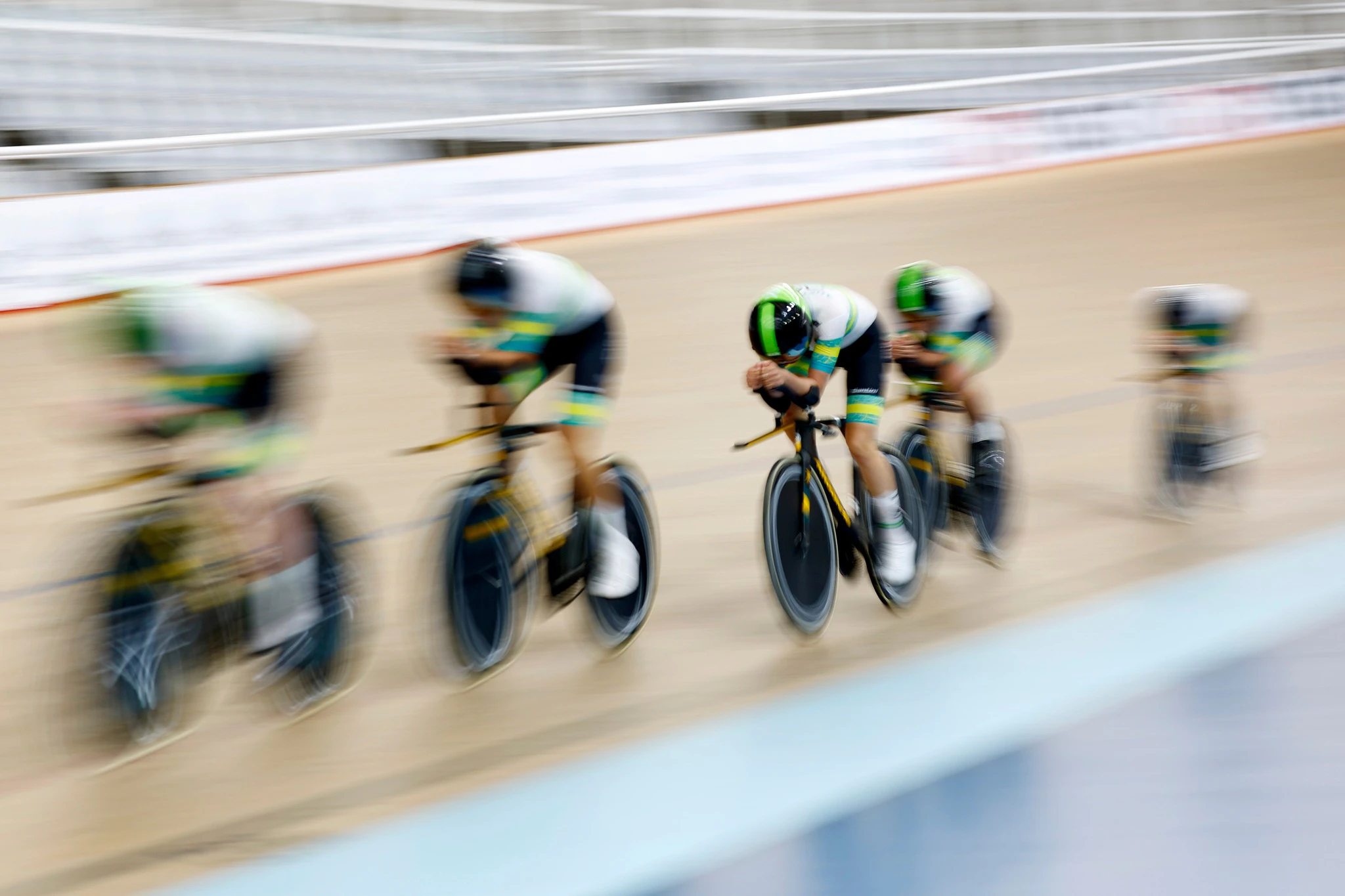 Women's team pursuit training before the 2024 UCI Track Nations Cup in Adelaide. Picture: Con Chronis