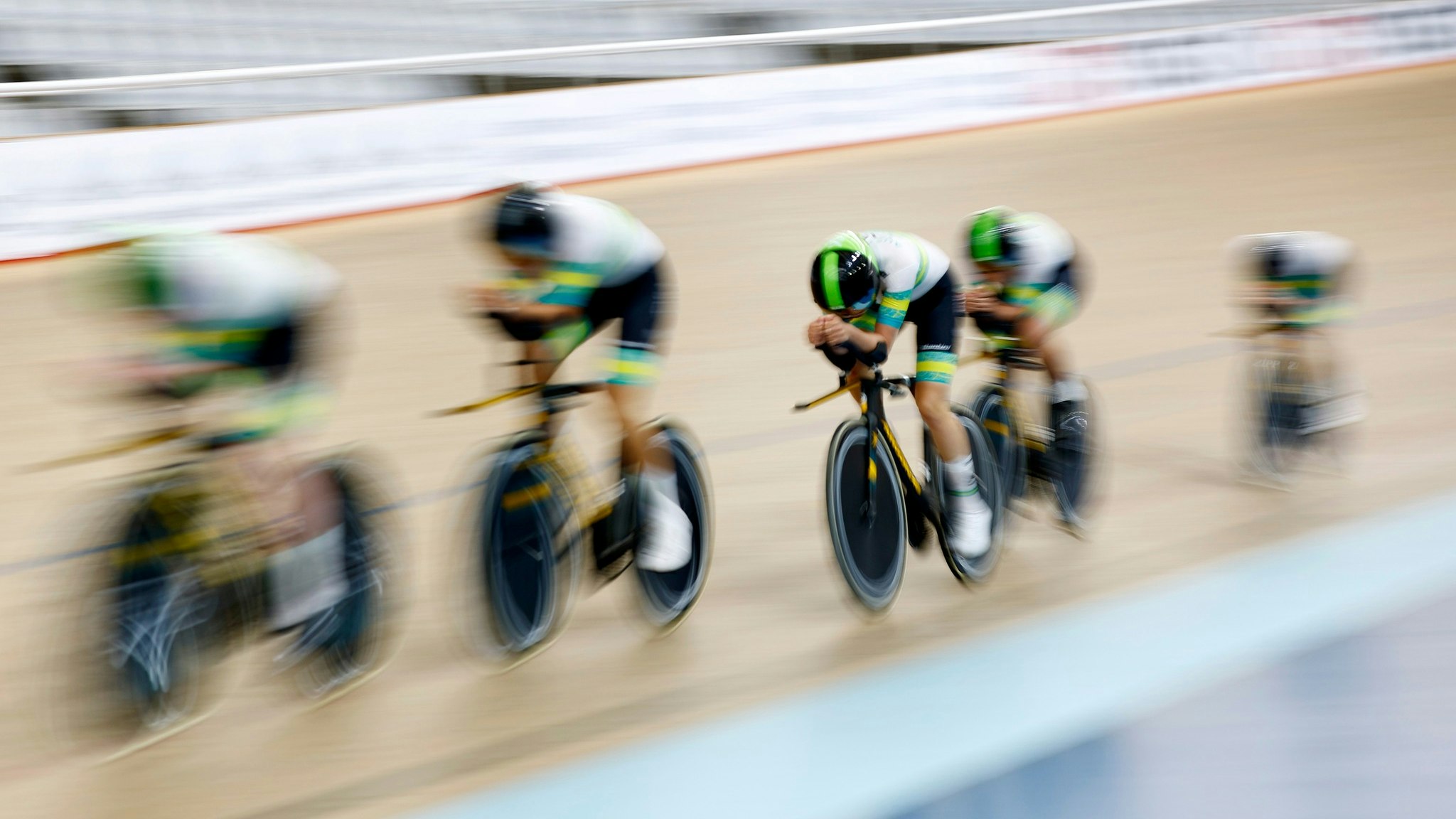 Women's team pursuit training before the 2024 UCI Track Nations Cup in Adelaide. Picture: Con Chronis