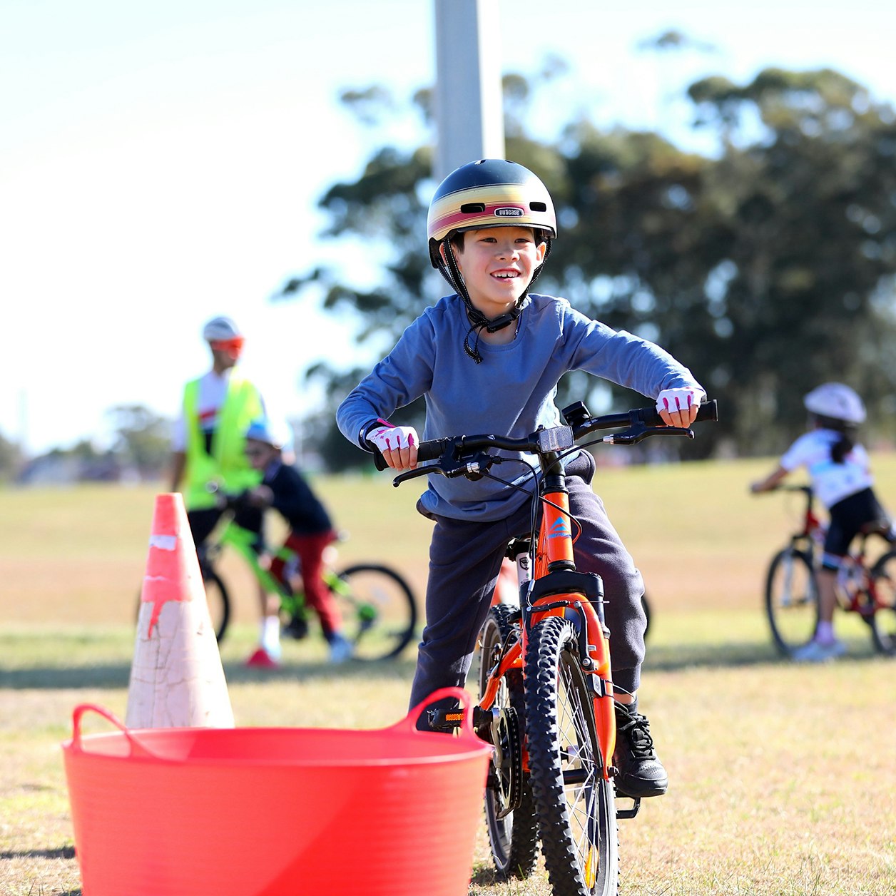 AusBike students learning bike skills on course