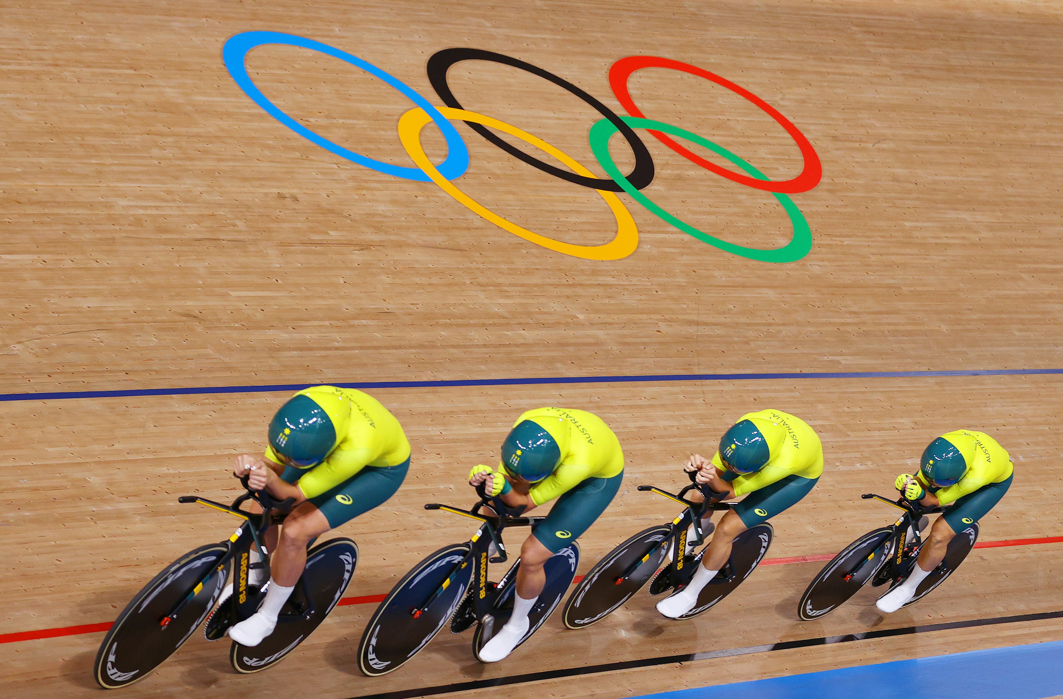 Australian women's team pursuit team at Tokyo 2020 Olympic Games. Picture: Getty Images.