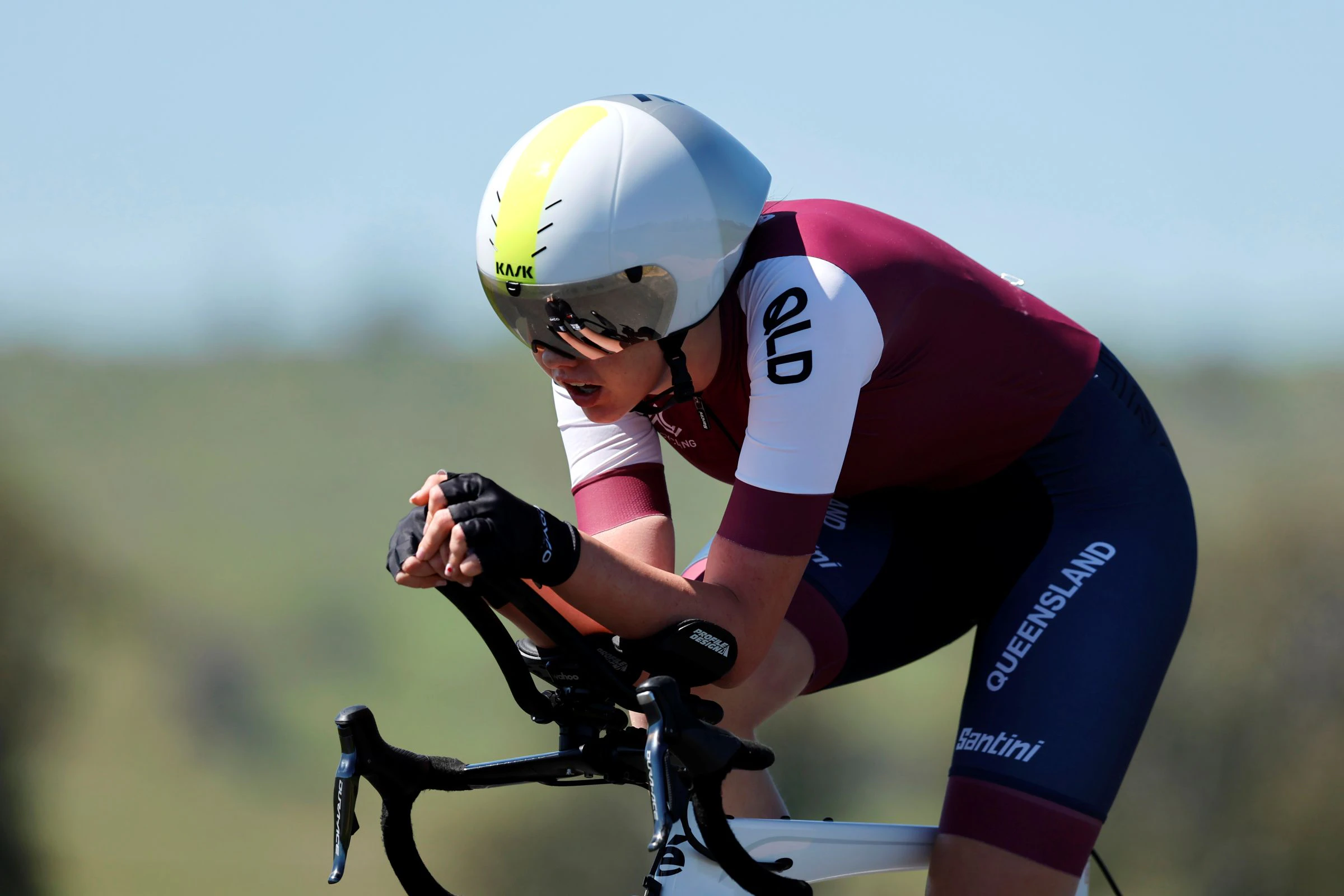Ava Robbins, Queensland road cyclist competing for QLD in the individual time trial at the AusCycling Junior Road National Championships 2025 in Wagga Wagga