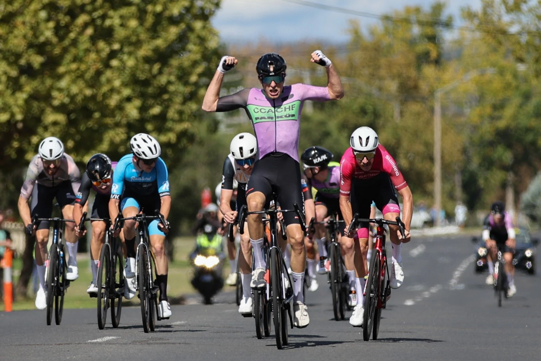 Bentley Niquet-Olden wins the 2024 Grafton to Inverell Cycle Classic for CCACHE x Par Küp. Picture: Bear Liange and Mat Gilfedder