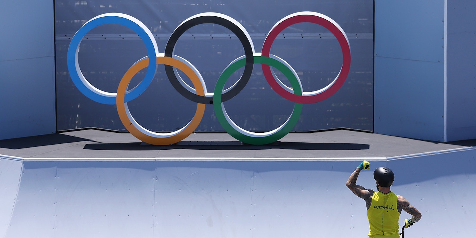 Australian BMX rider fist pump at olympics
