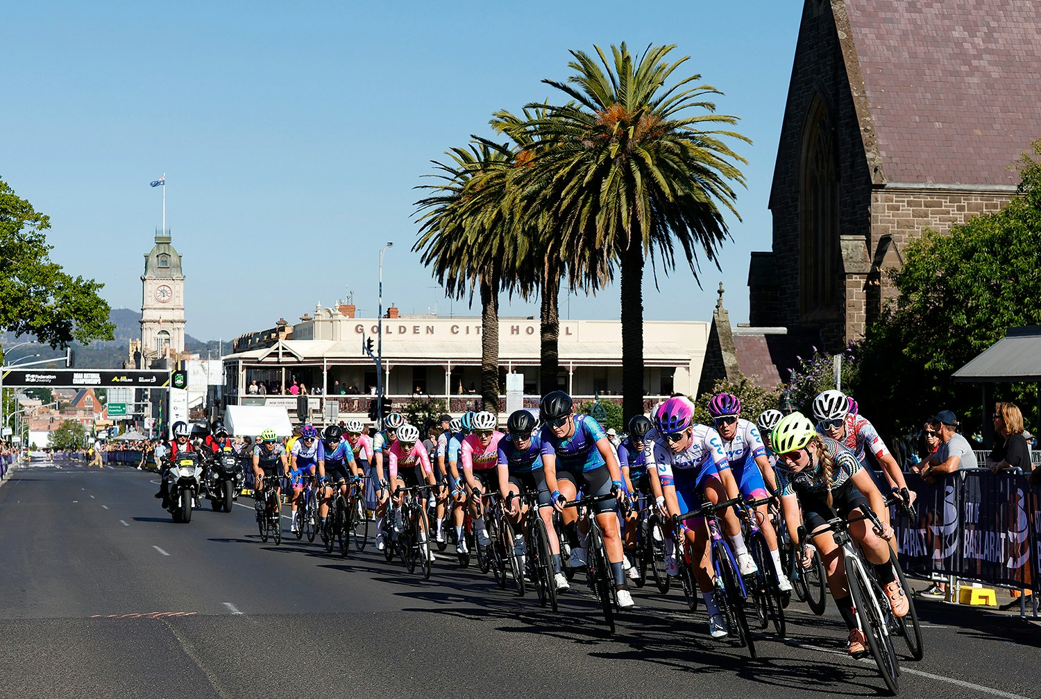 Cyclists taking part in criterium road race