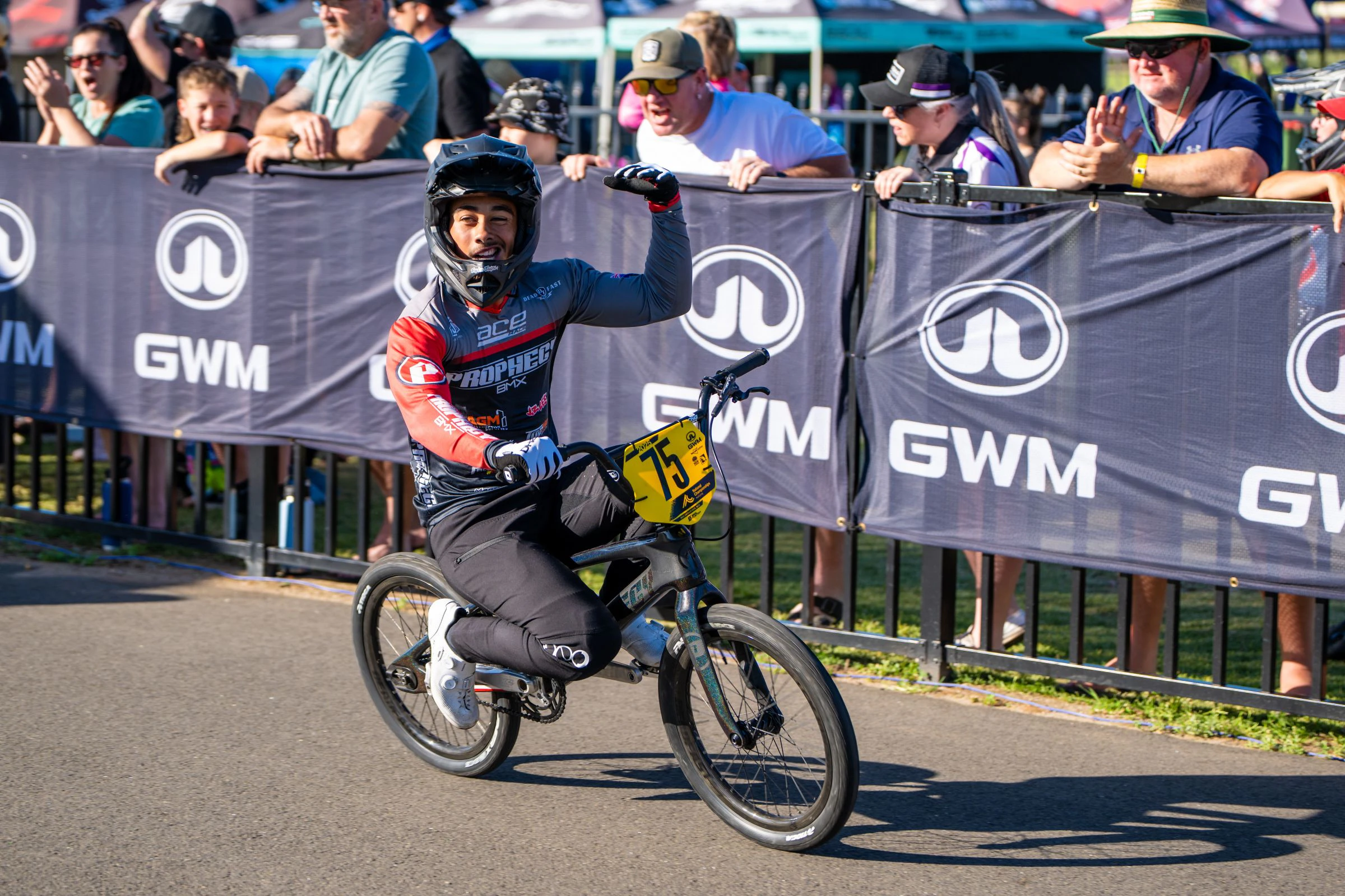 Australian BMX racing rider Tarawhai (TJ) Rikihana-Gray wins the national championship at the GWM BMX Racing National Championships hosted by AusCycling in Junior Superclass 2025