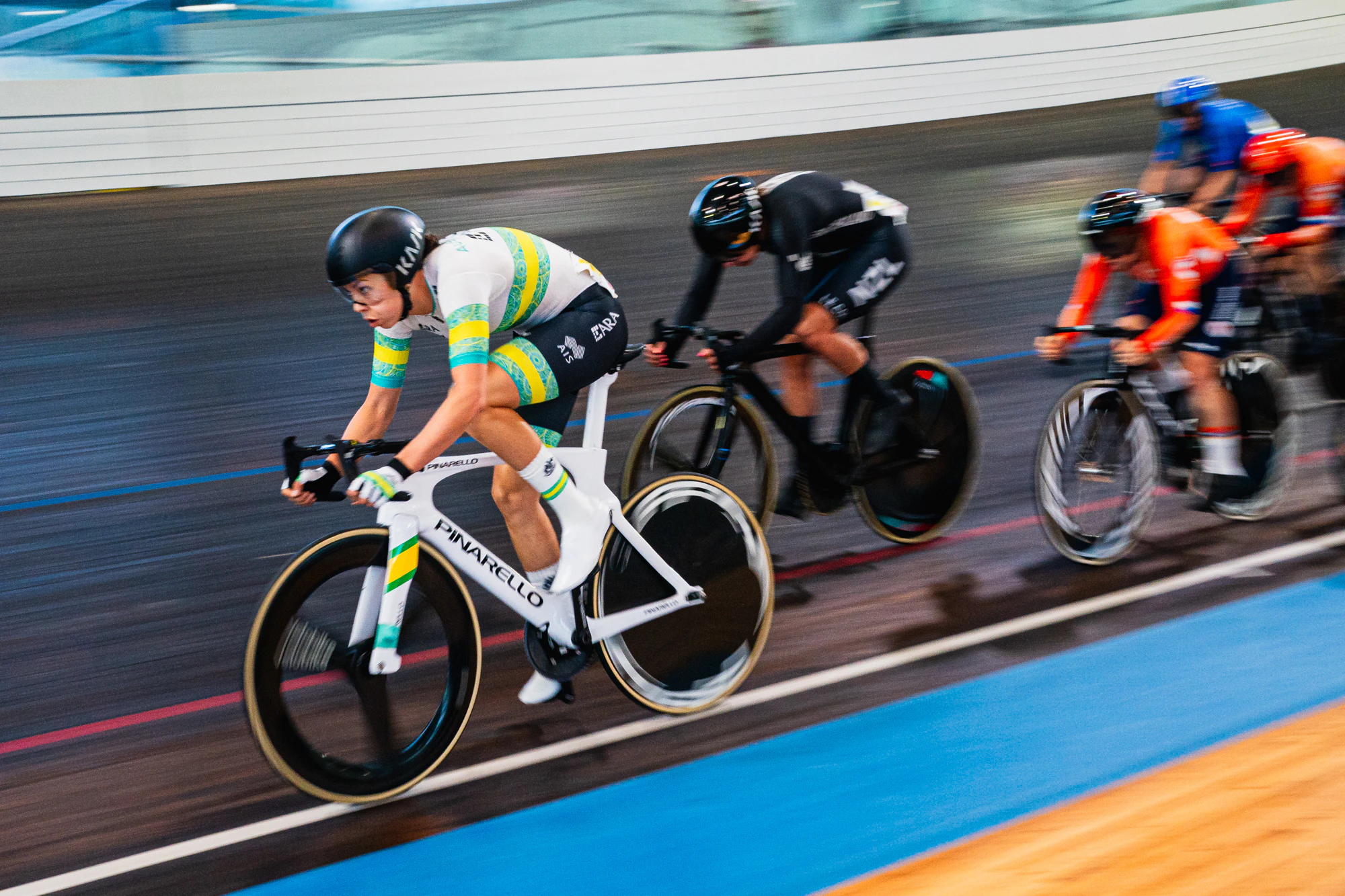 Georgia Baker racing at the 2024 UCI C1 International Belgian Track Meeting at the Eddy Merckx Flemish Cycling Centre in Ghent. Picture: Marc Bouwens