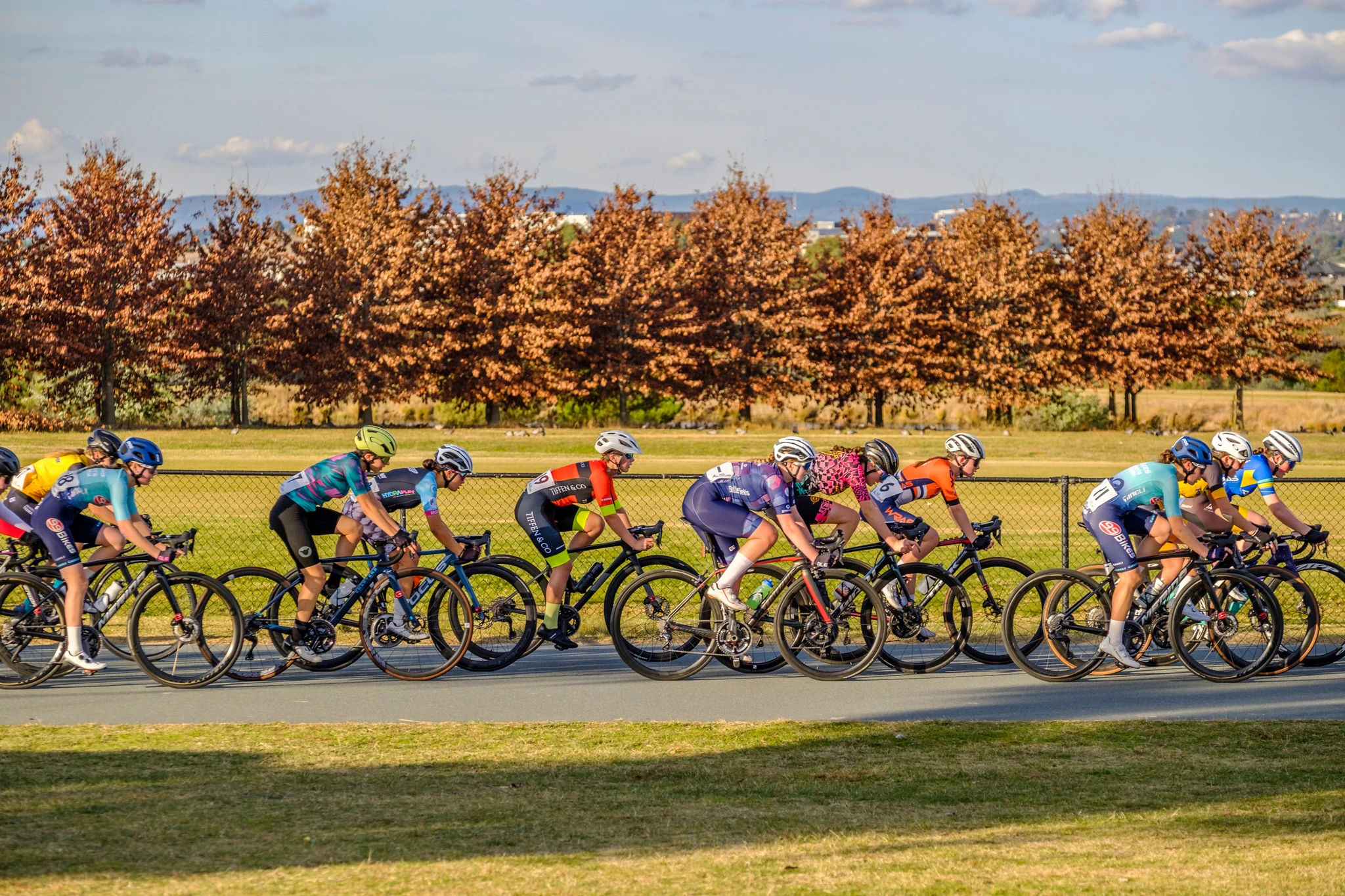 Junior National Road Series women racing at the 2024 Canberra Junior Tour. Picture: Rod Smith/VeloCity FotoGraphy.