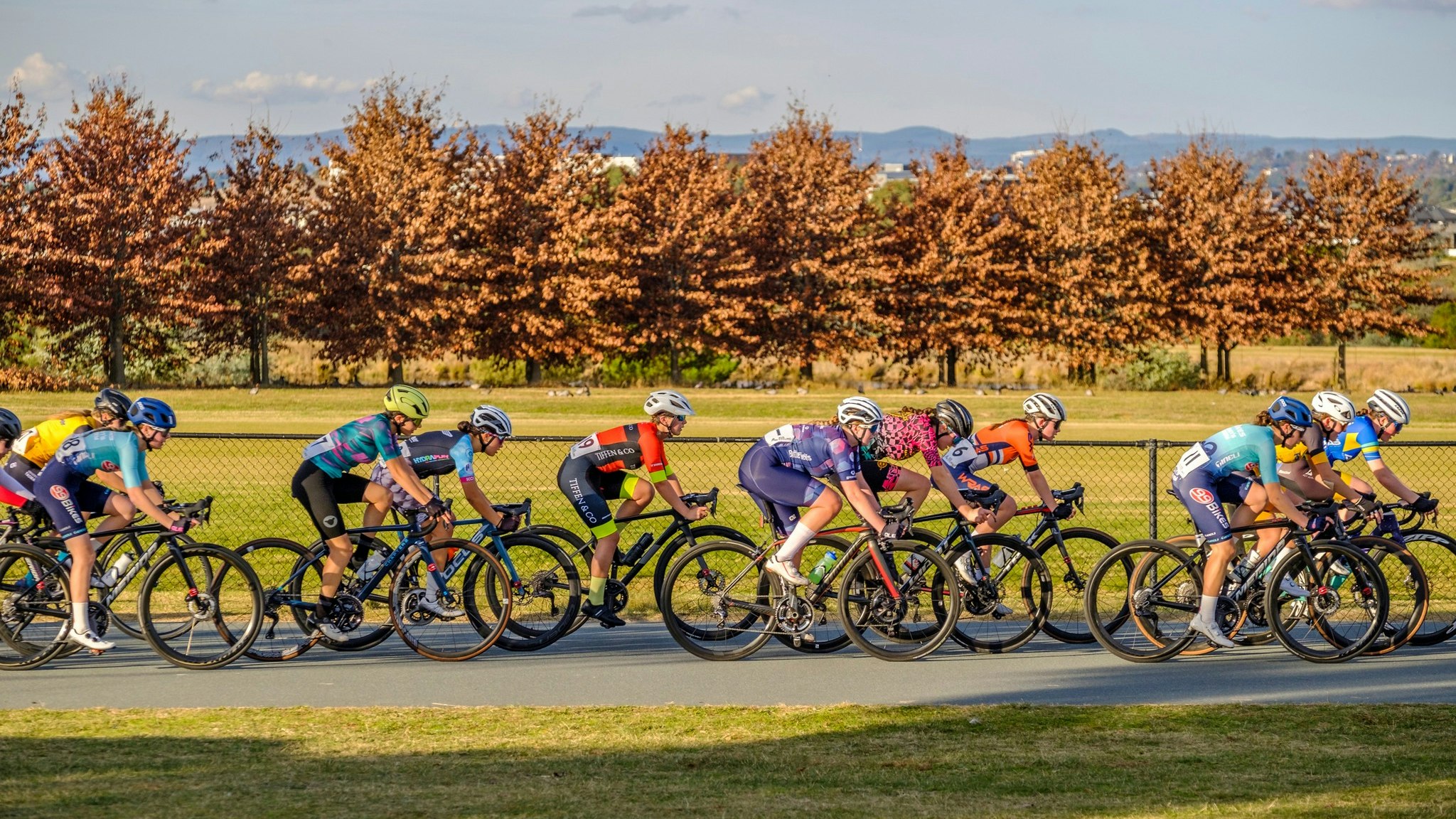 Junior National Road Series women racing at the 2024 Canberra Junior Tour. Picture: Rod Smith/VeloCity FotoGraphy.