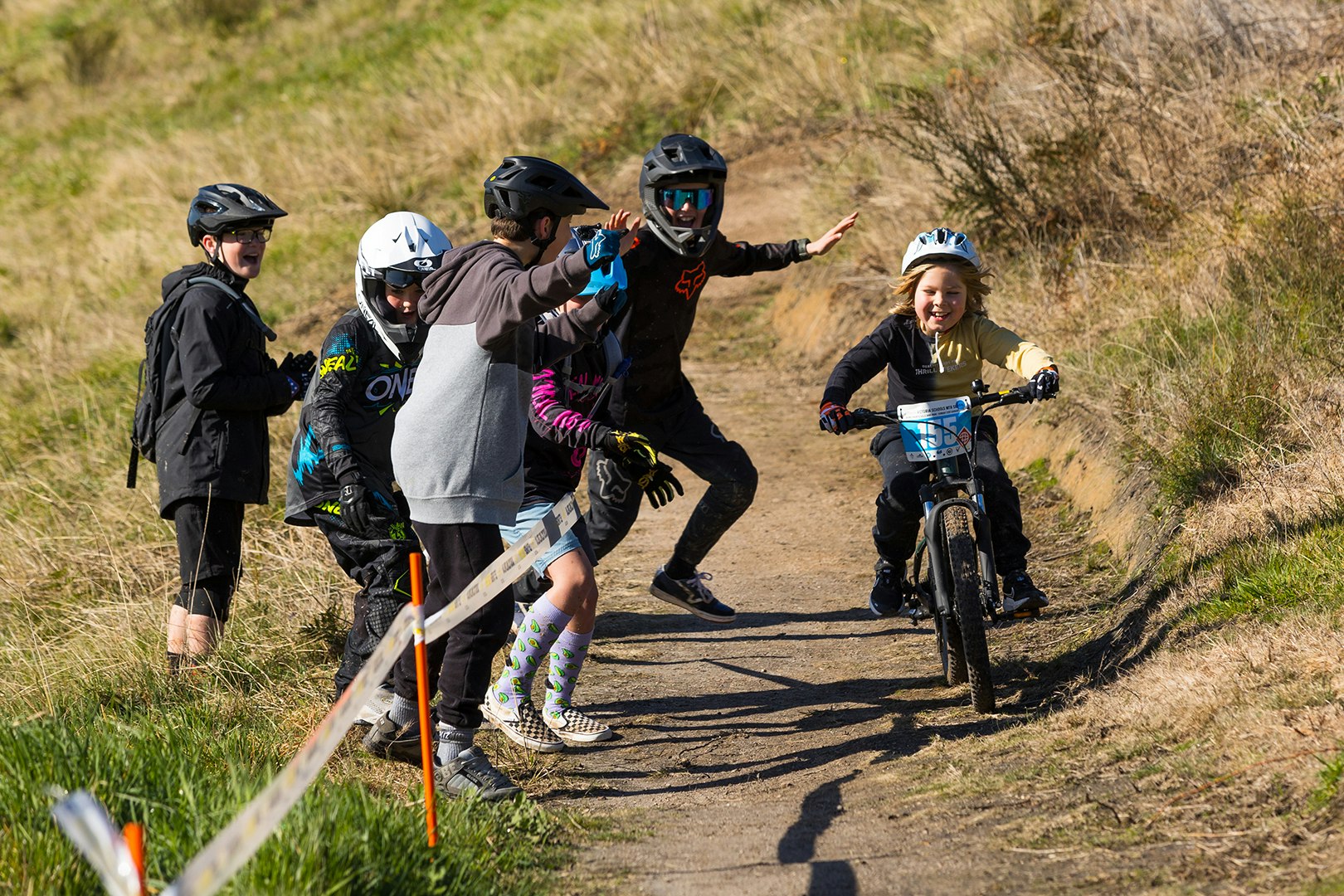 Kids participating in cycling event