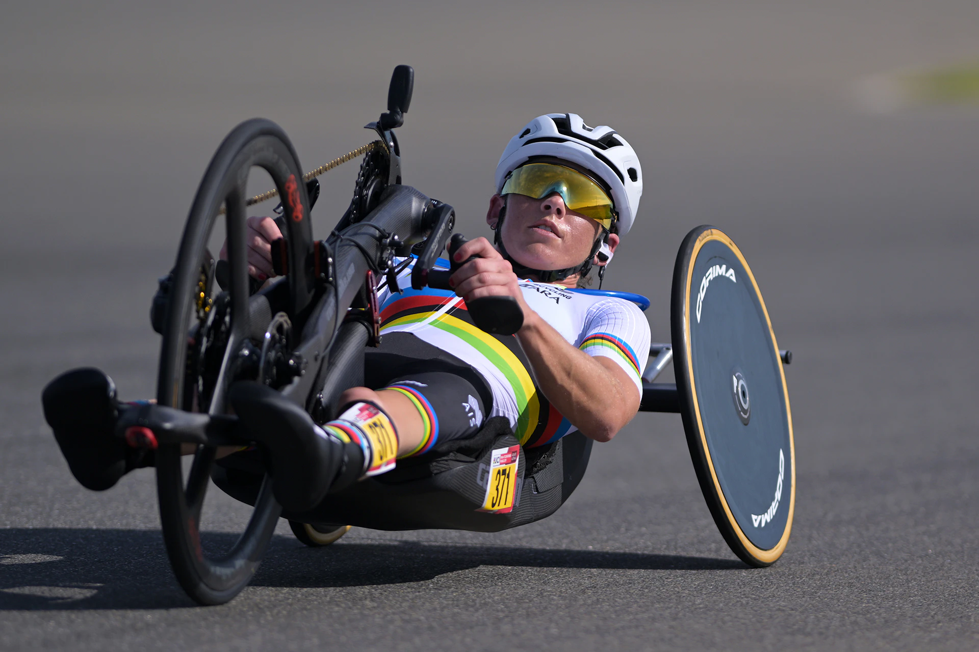 Lauren Parker racing at the Adelaide UCI Para-cycling Road World Cup in Adelaide in 2024. Picture: Jean-Baptiste Benavent