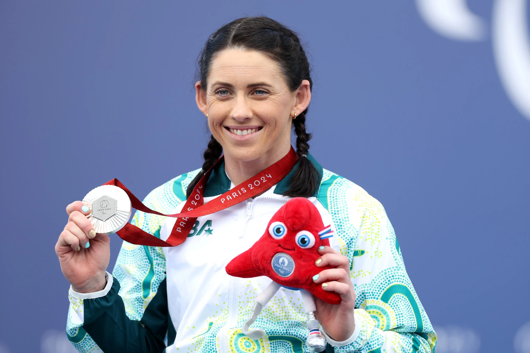 Lauren Parker silver medal in the women's H1-3 individual time trial at the Paris 2024 Paralympic Games. Picture: Michael Steele/Getty Images