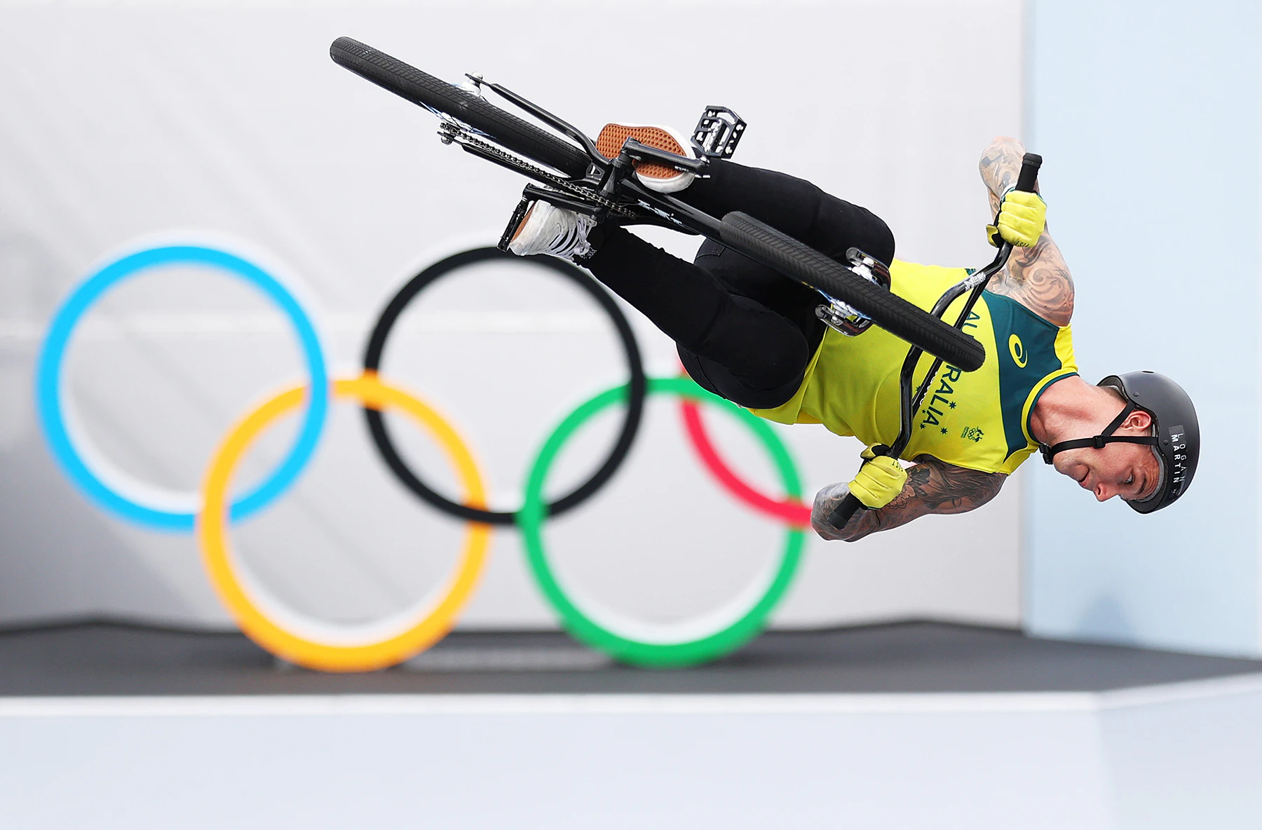 BMX Freestyle rider Logan Martin performing jump at Tokyo Olympics
