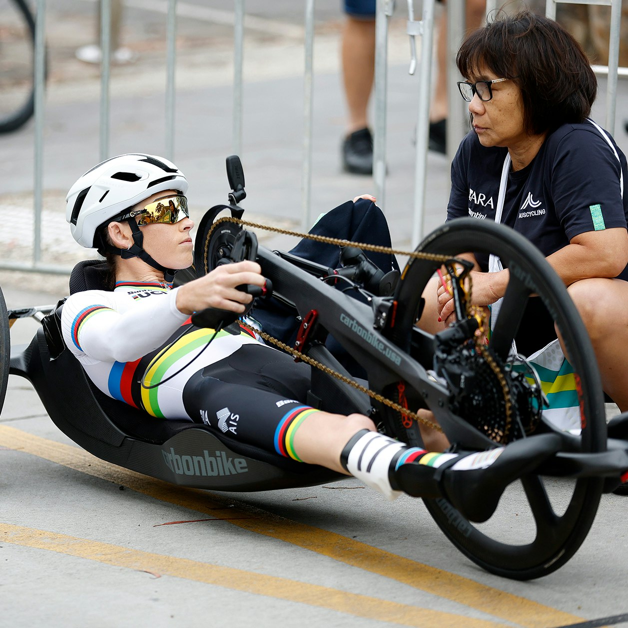 Paracyclist receiving coaching
