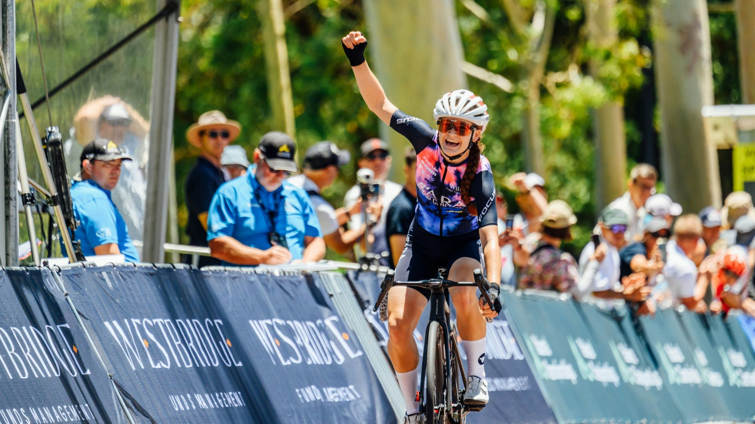 Neve Parslow winning the junior women U19 road race at the Westbridge Funds Road National Championships in Perth, RoadNats26