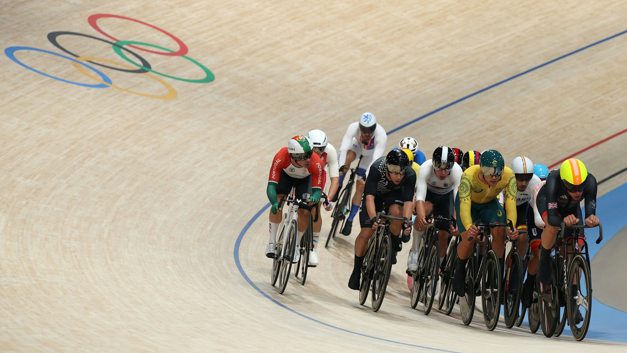 Sam Welsford racing in the omnium at the Paris 2024 Olympic Games. Picture: Jared C. Tilton/Getty Images.