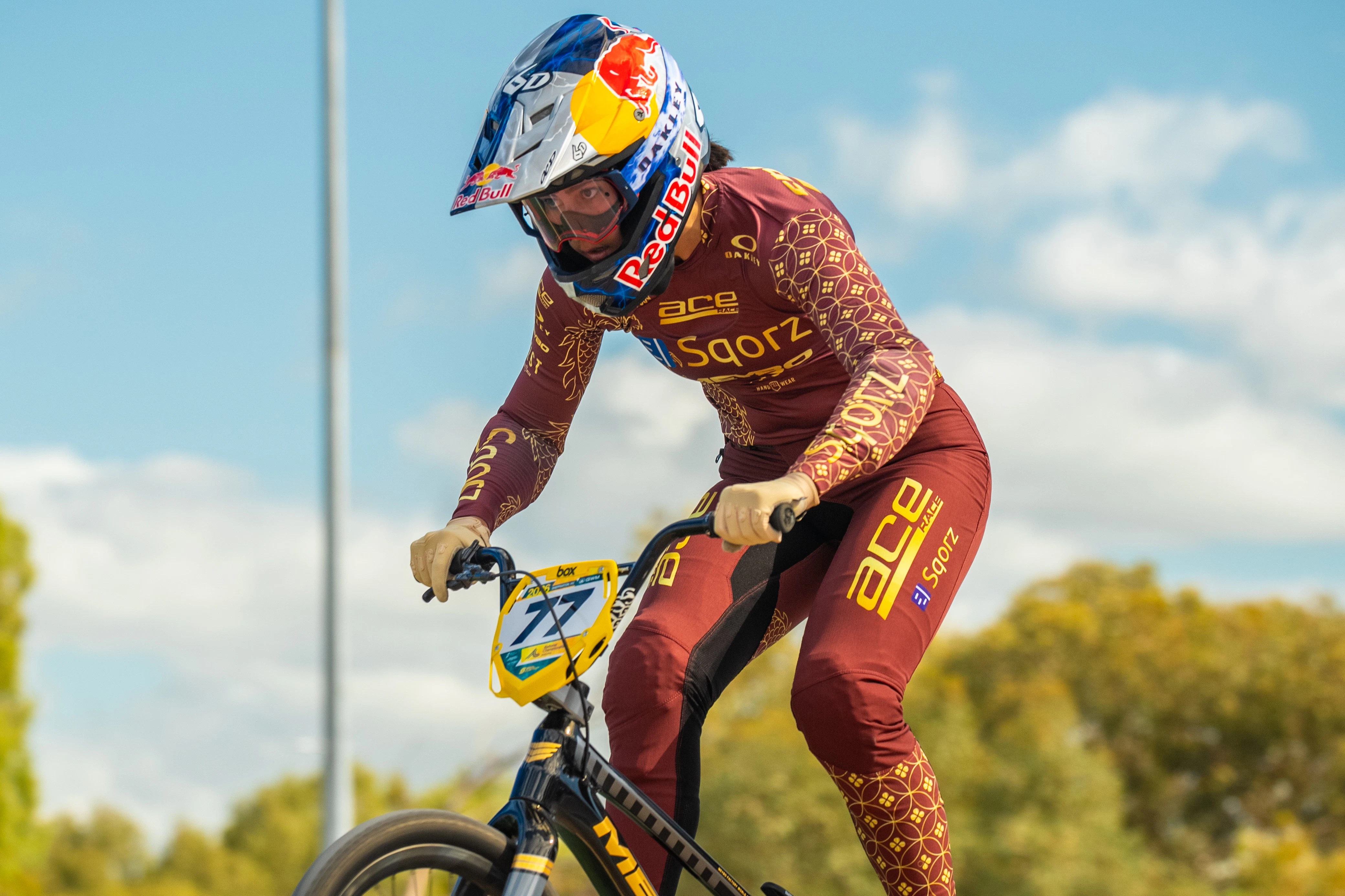 Saya Sakakibara in action at the 2026 GWM BMX Racing National Championships in Shepparton, Victoria