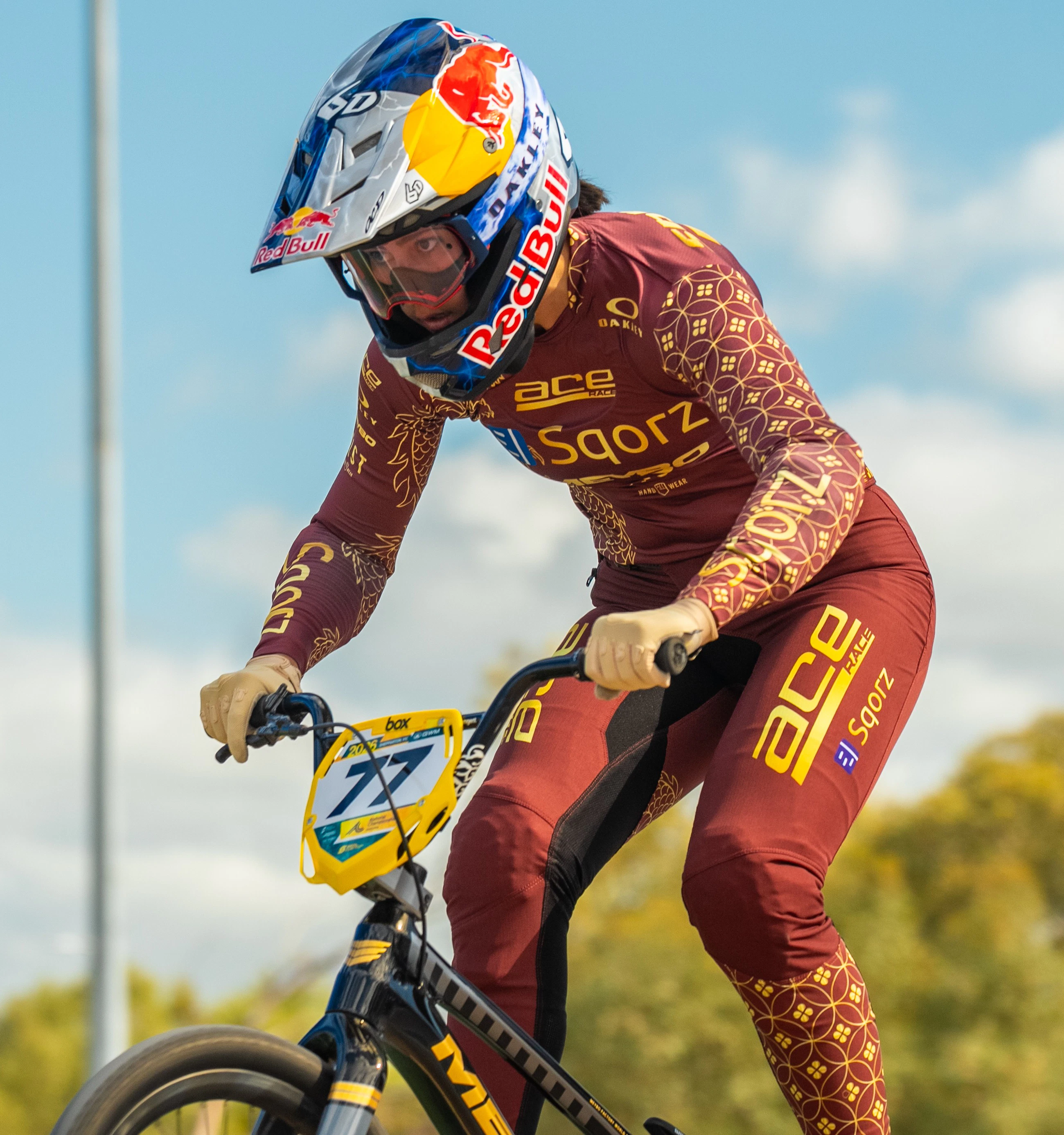 Saya Sakakibara in action at the 2026 GWM BMX Racing National Championships in Shepparton, Victoria