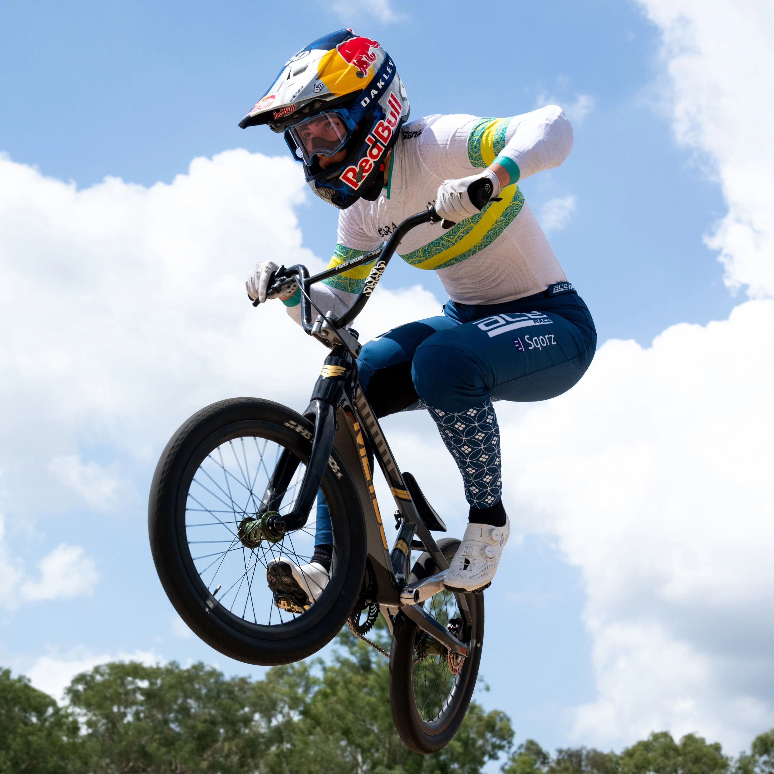 Australian BMX Racing athlete Saya Sakakibara gets air in a promo shoot for the 2026 UCI BMX Racing World Championships in Brisbane