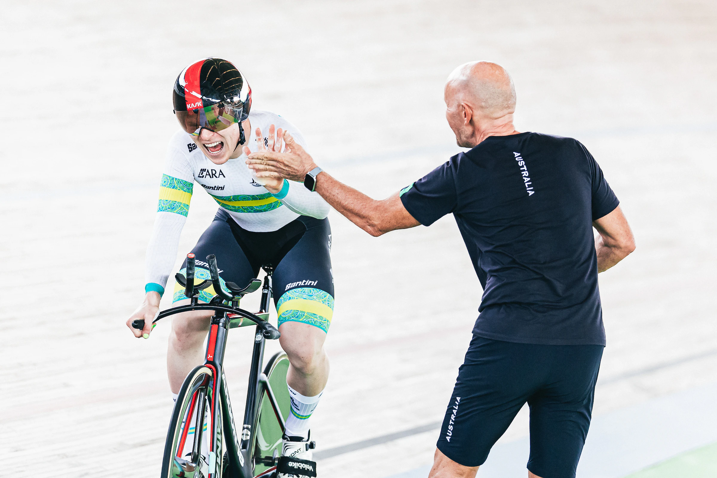 Tayte Ryan celebrates after winning 1000m TT junior world championship at the 2023 UCI Junior Track World Championships in Cali, Colombia. Picture: Alex Whitehead/SWpix.com.